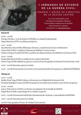 I Jornadas de  Estudio de la Guerra Civil: Madrid y Grupo de Ejércitos de la Región Centro